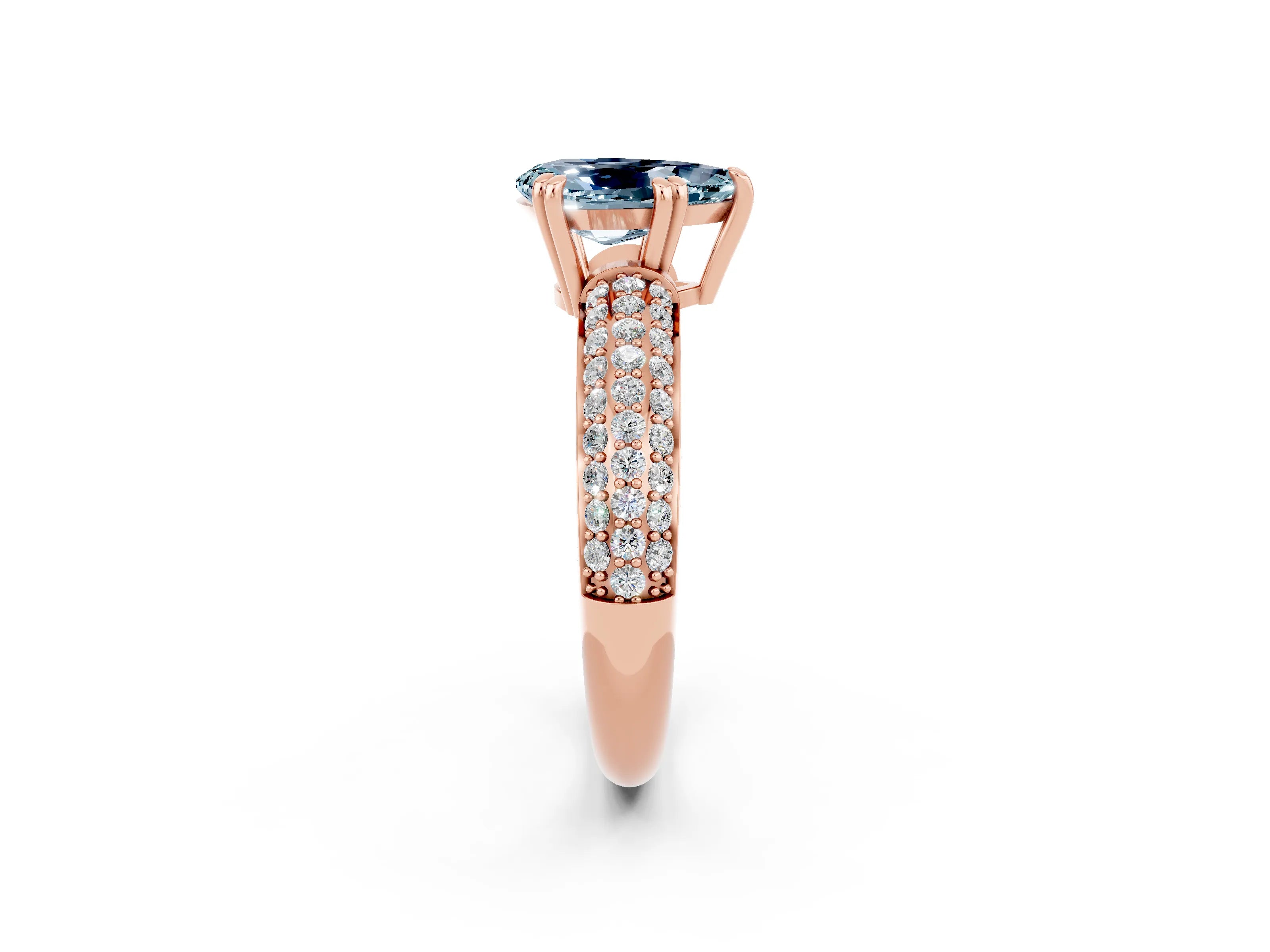 Rose gold Pear Cut Cut Diamond Milgrain Marquise Band with Prong Setting_2