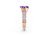 Rose gold Pear Cut Cut Diamond Milgrain Marquise Band with Prong Setting_2