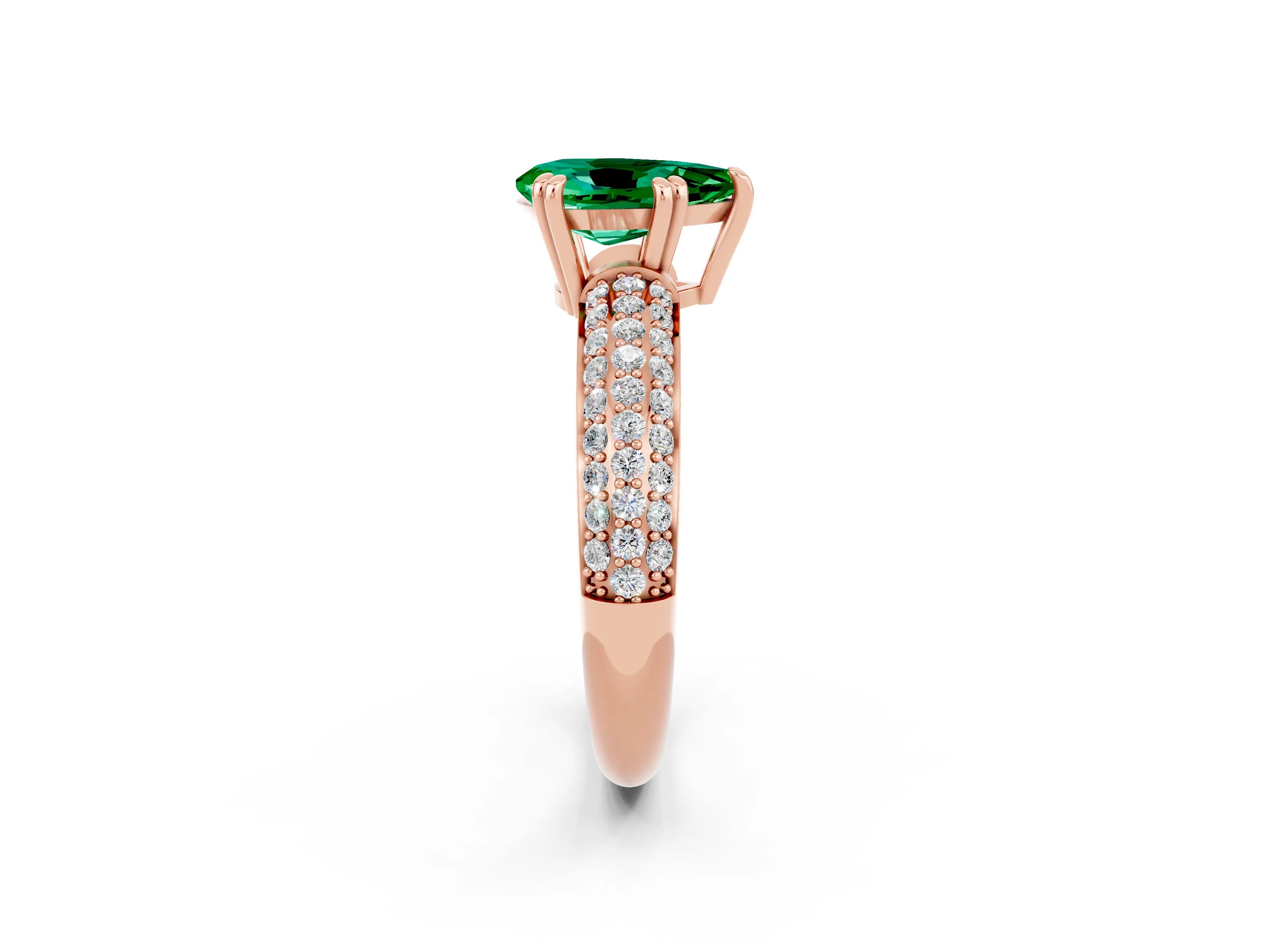 Rose gold Pear Cut Cut Diamond Milgrain Marquise Band with Prong Setting_2