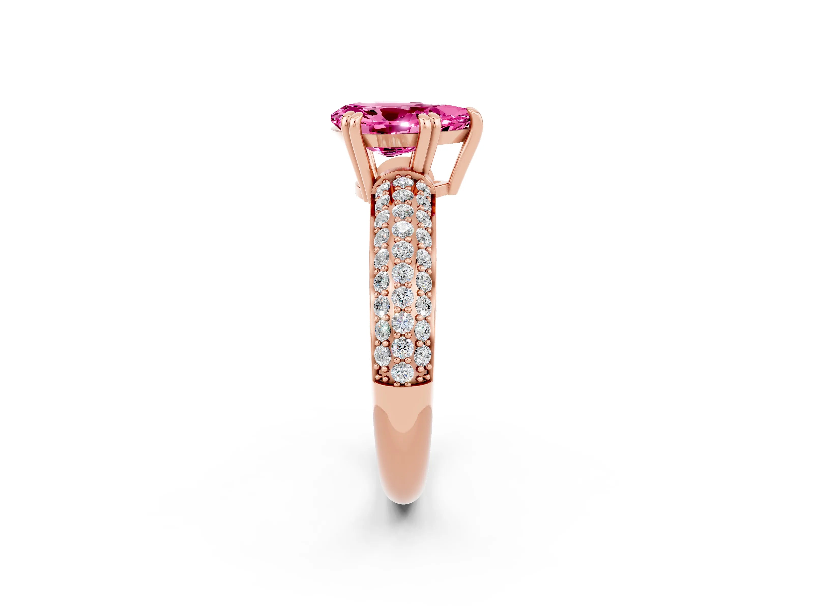 Rose gold Pear Cut Cut Diamond Milgrain Marquise Band with Prong Setting_2