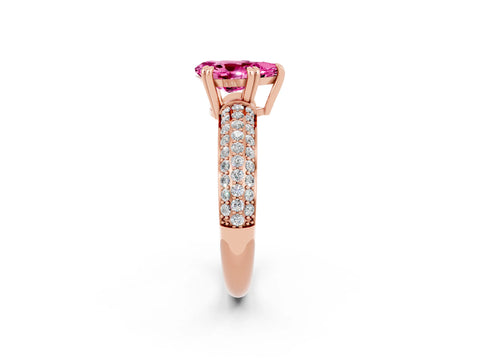 Rose gold Pear Cut Cut Diamond Milgrain Marquise Band with Prong Setting_2