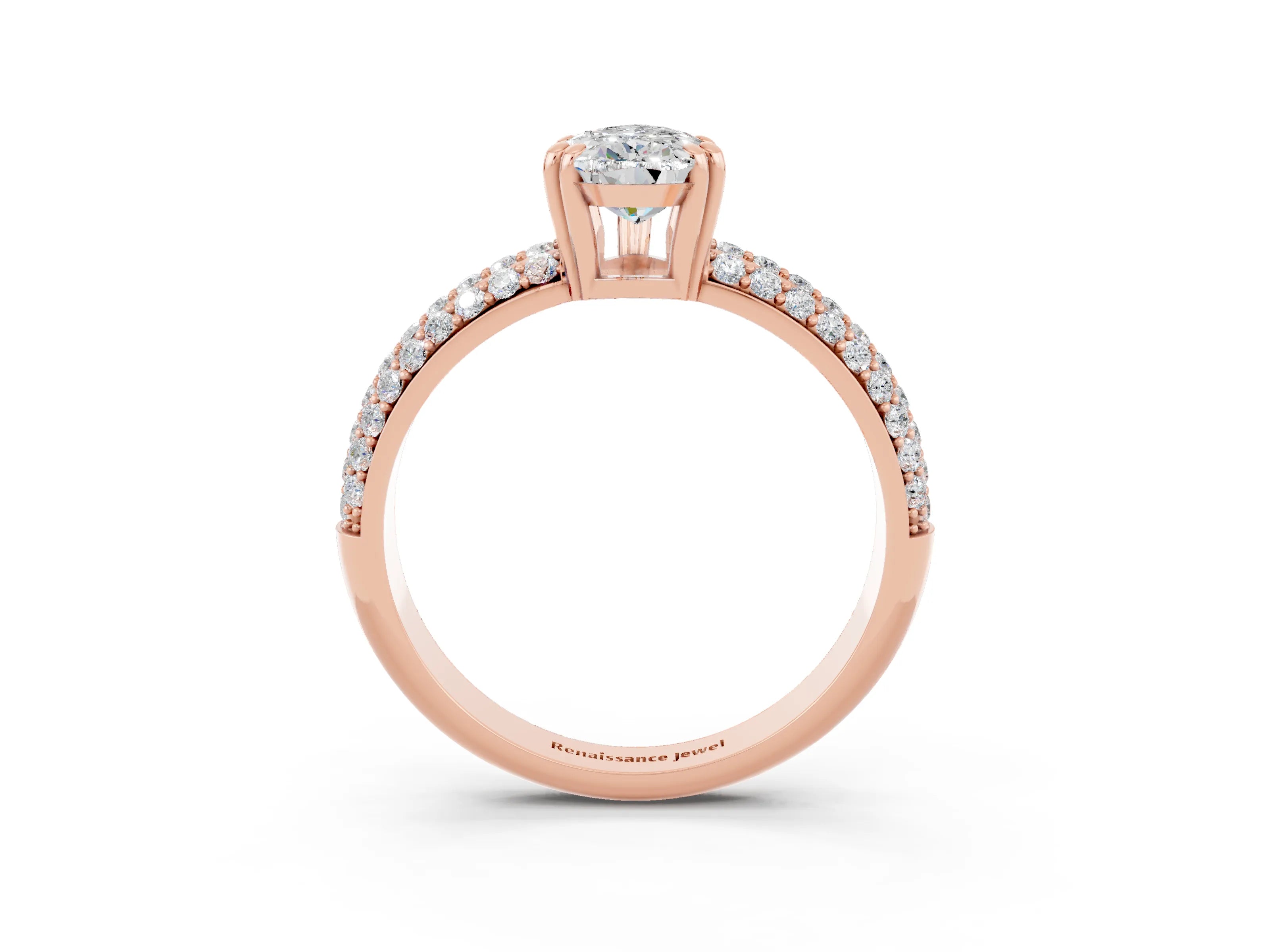 Rose gold Pear Cut Cut Diamond Milgrain Marquise Band with Prong Setting_3