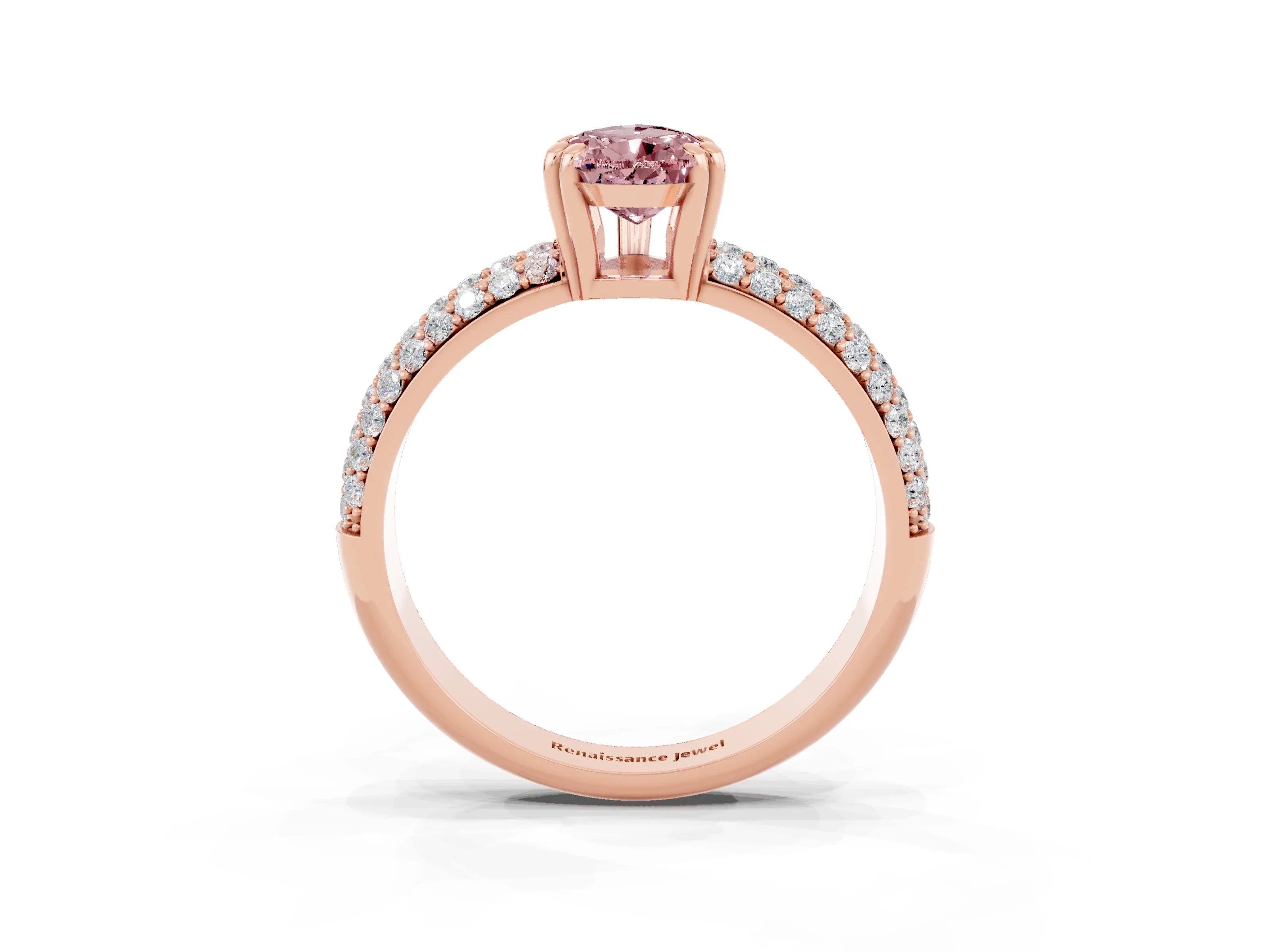 Rose gold Pear Cut Cut Diamond Milgrain Marquise Band with Prong Setting_3
