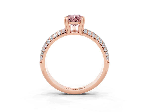 Rose gold Pear Cut Cut Diamond Milgrain Marquise Band with Prong Setting