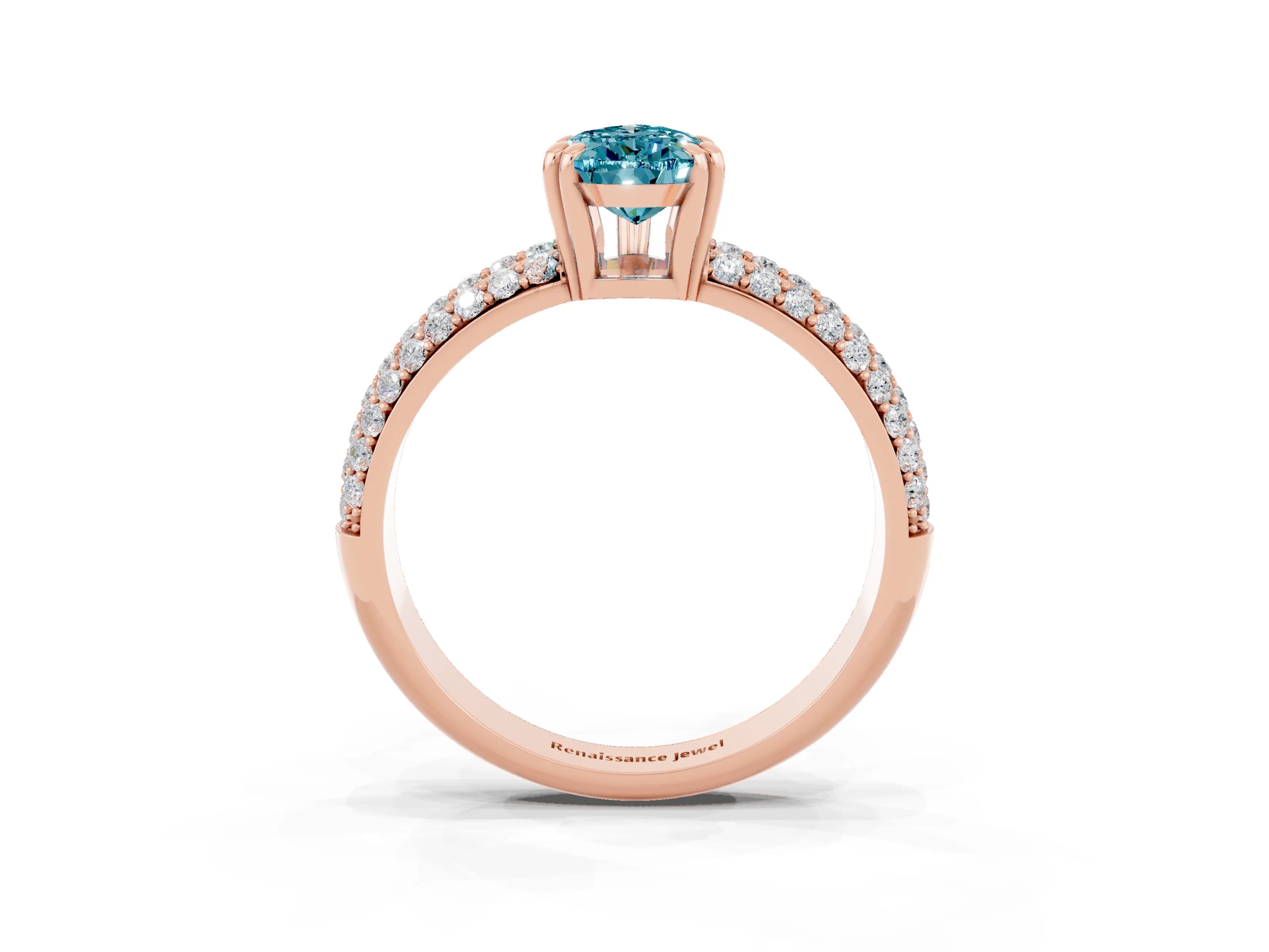 Rose gold Pear Cut Cut Diamond Milgrain Marquise Band with Prong Setting_3