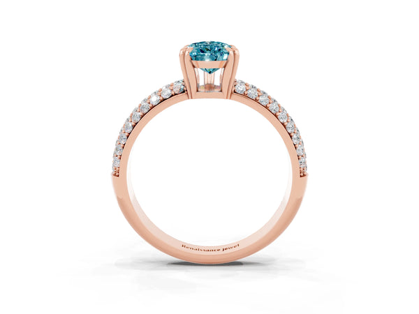 Rose gold Pear Cut Cut Diamond Milgrain Marquise Band with Prong Setting