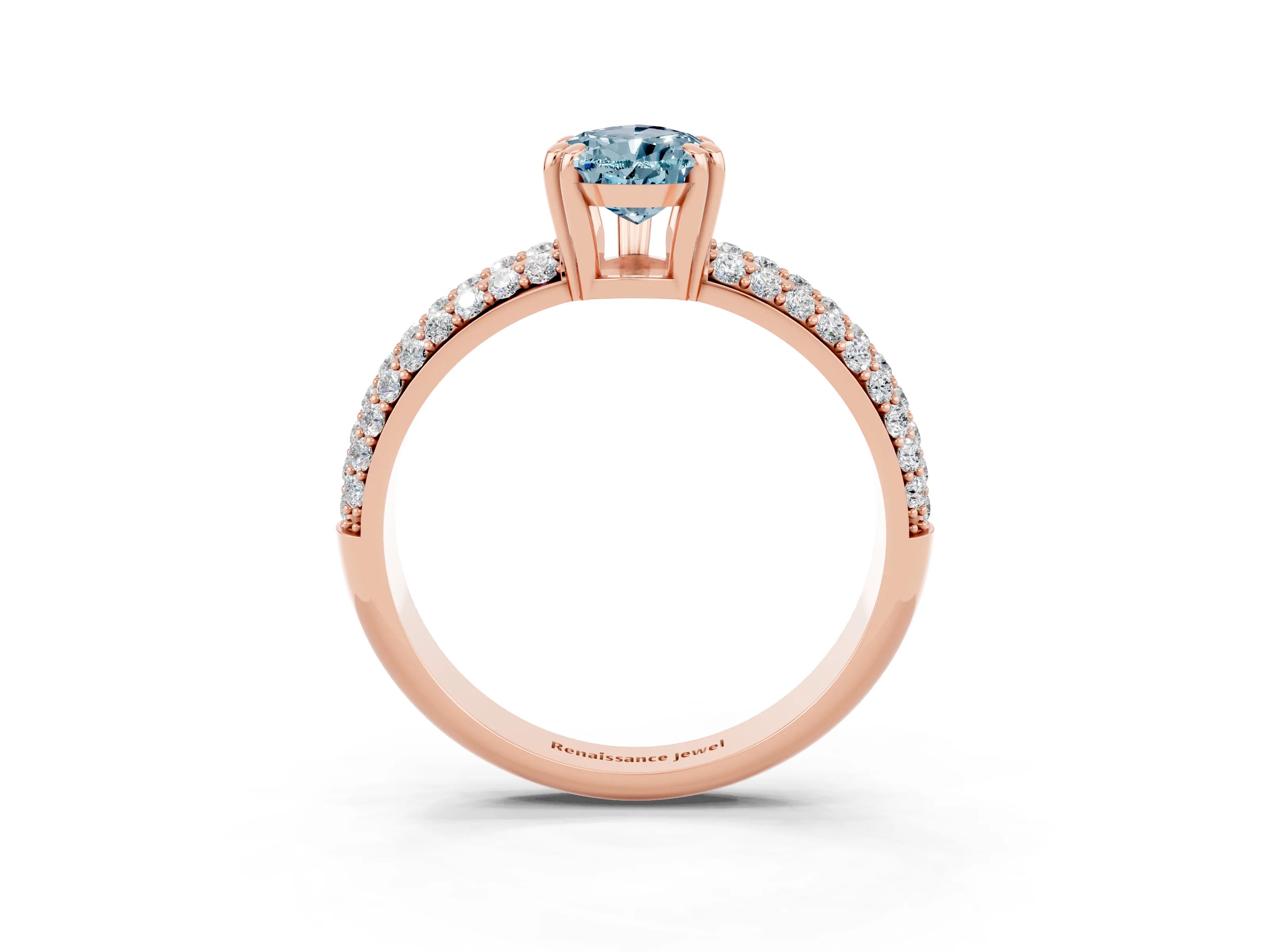 Rose gold Pear Cut Cut Diamond Milgrain Marquise Band with Prong Setting_3