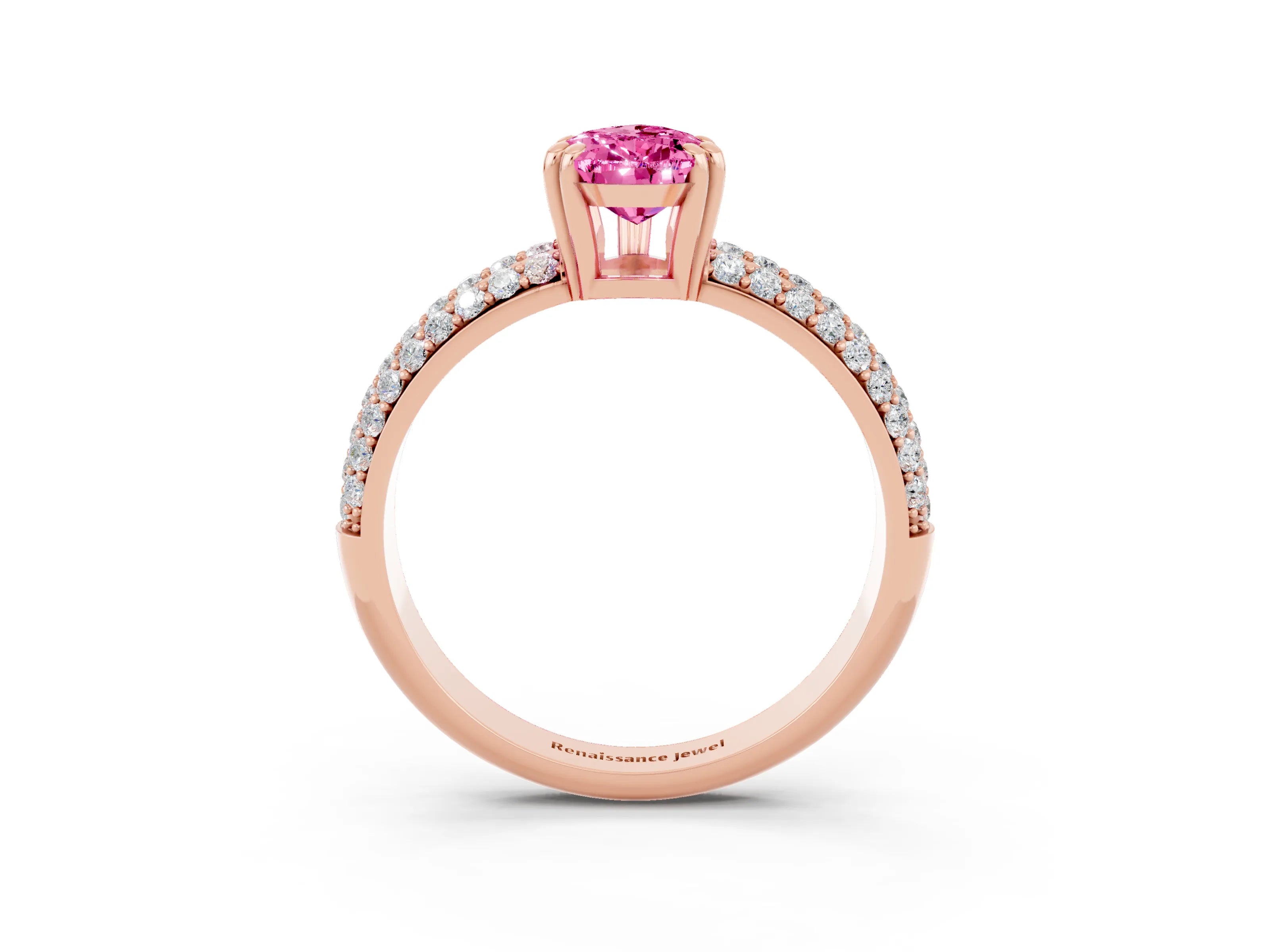 Rose gold Pear Cut Cut Diamond Milgrain Marquise Band with Prong Setting_3