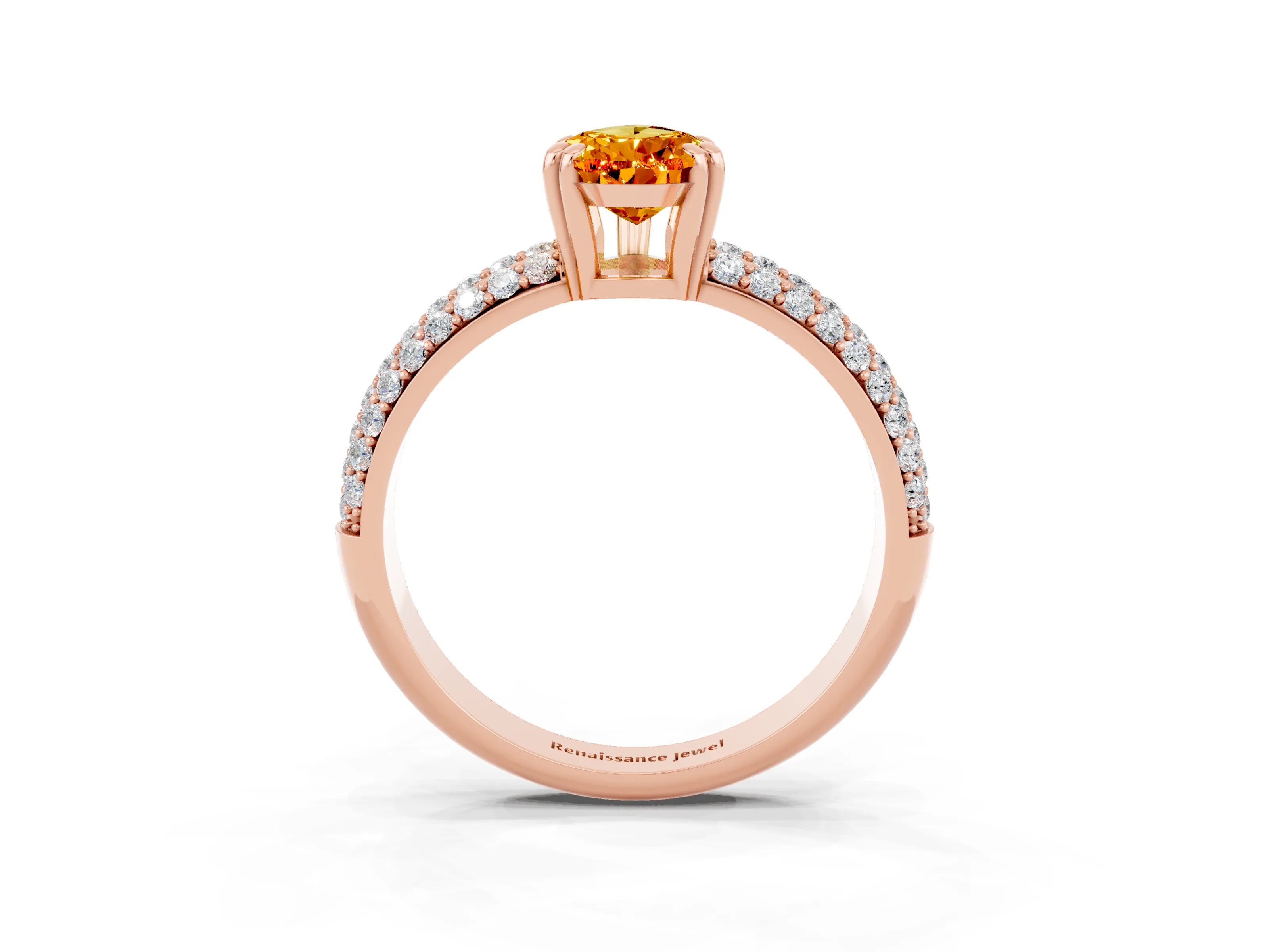 Rose gold Pear Cut Cut Diamond Milgrain Marquise Band with Prong Setting_3