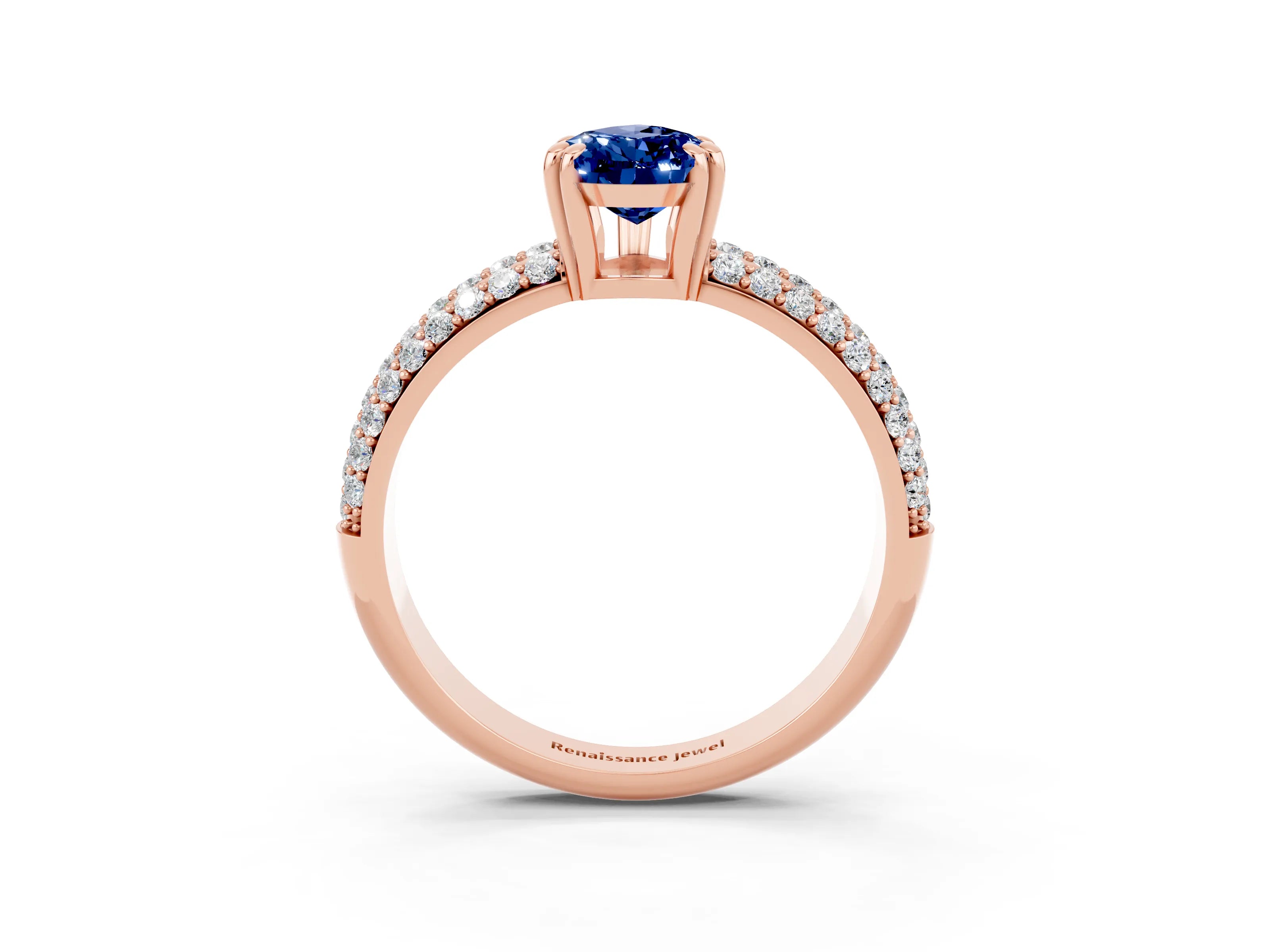 Rose gold Pear Cut Cut Diamond Milgrain Marquise Band with Prong Setting_3