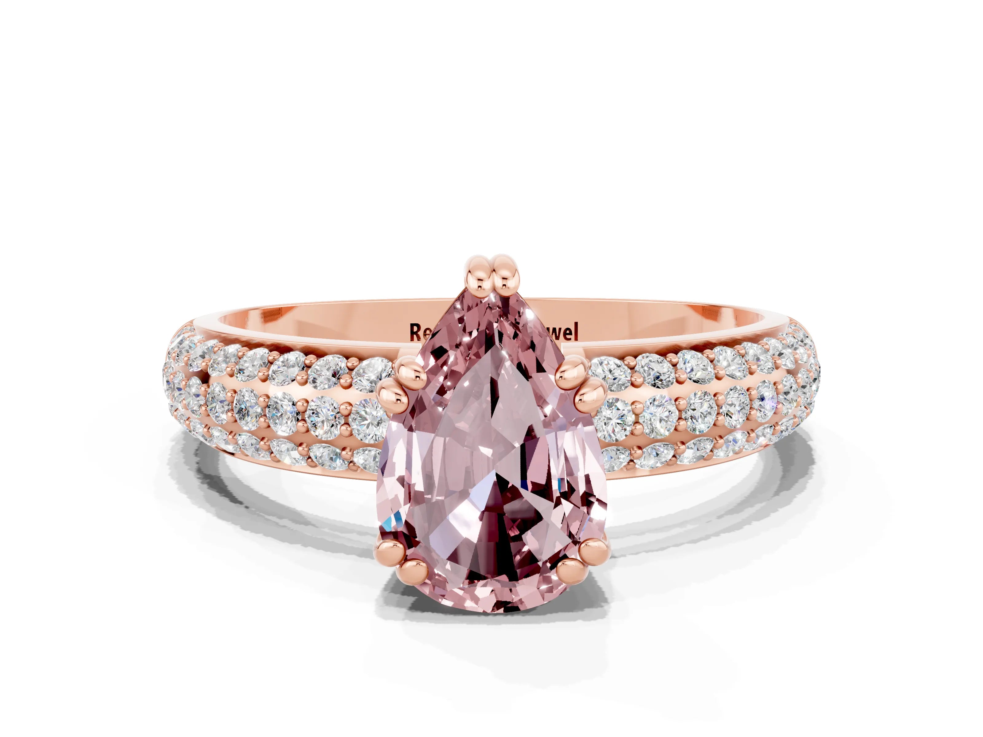 Rose gold Pear Cut Cut Diamond Milgrain Marquise Band with Prong Setting