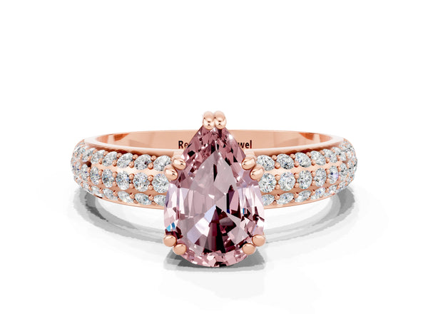 Rose gold Pear Cut Cut Diamond Milgrain Marquise Band with Prong Setting