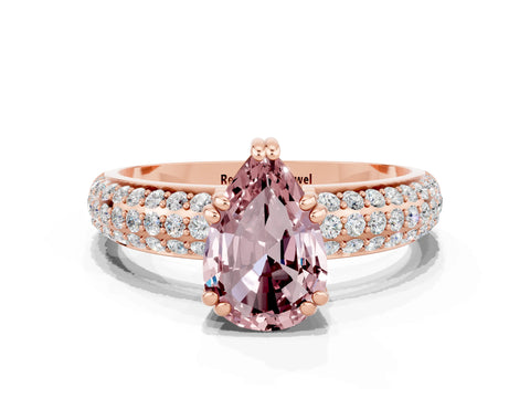 Rose gold Pear Cut Cut Diamond Milgrain Marquise Band with Prong Setting