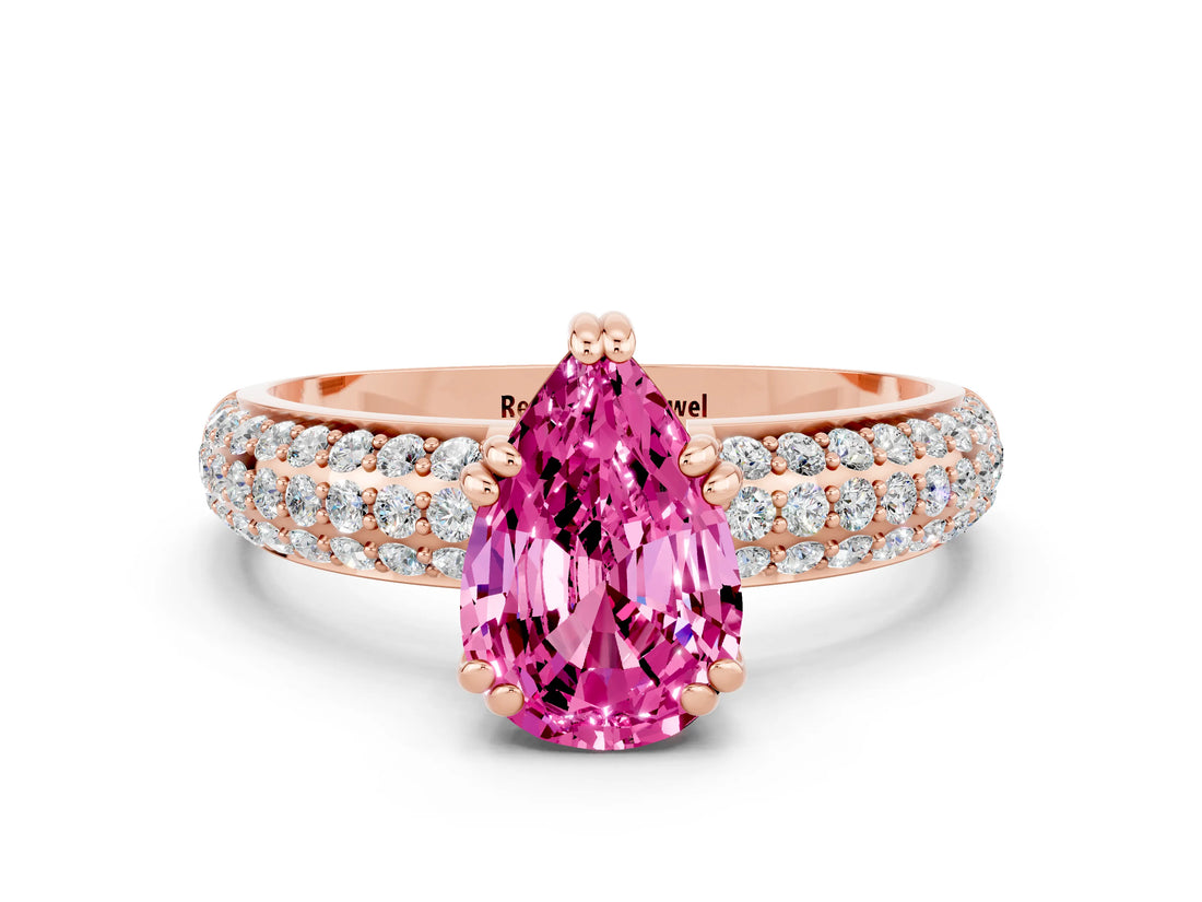 Rose gold Pear Cut Cut Diamond Milgrain Marquise Band with Prong Setting