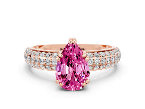 Rose gold Pear Cut Cut Diamond Milgrain Marquise Band with Prong Setting
