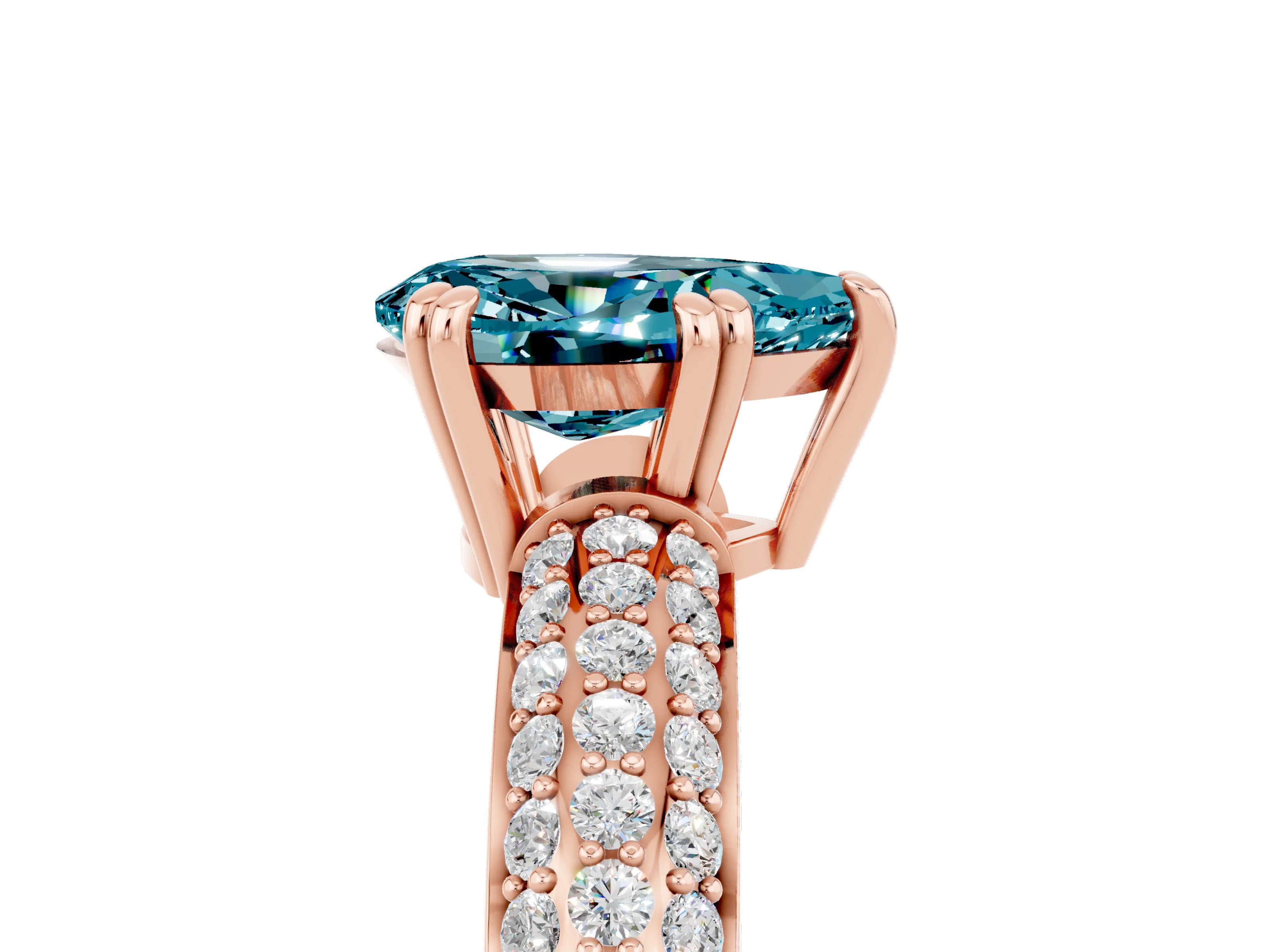 Rose gold Pear Cut Cut Diamond Milgrain Marquise Band with Prong Setting_5