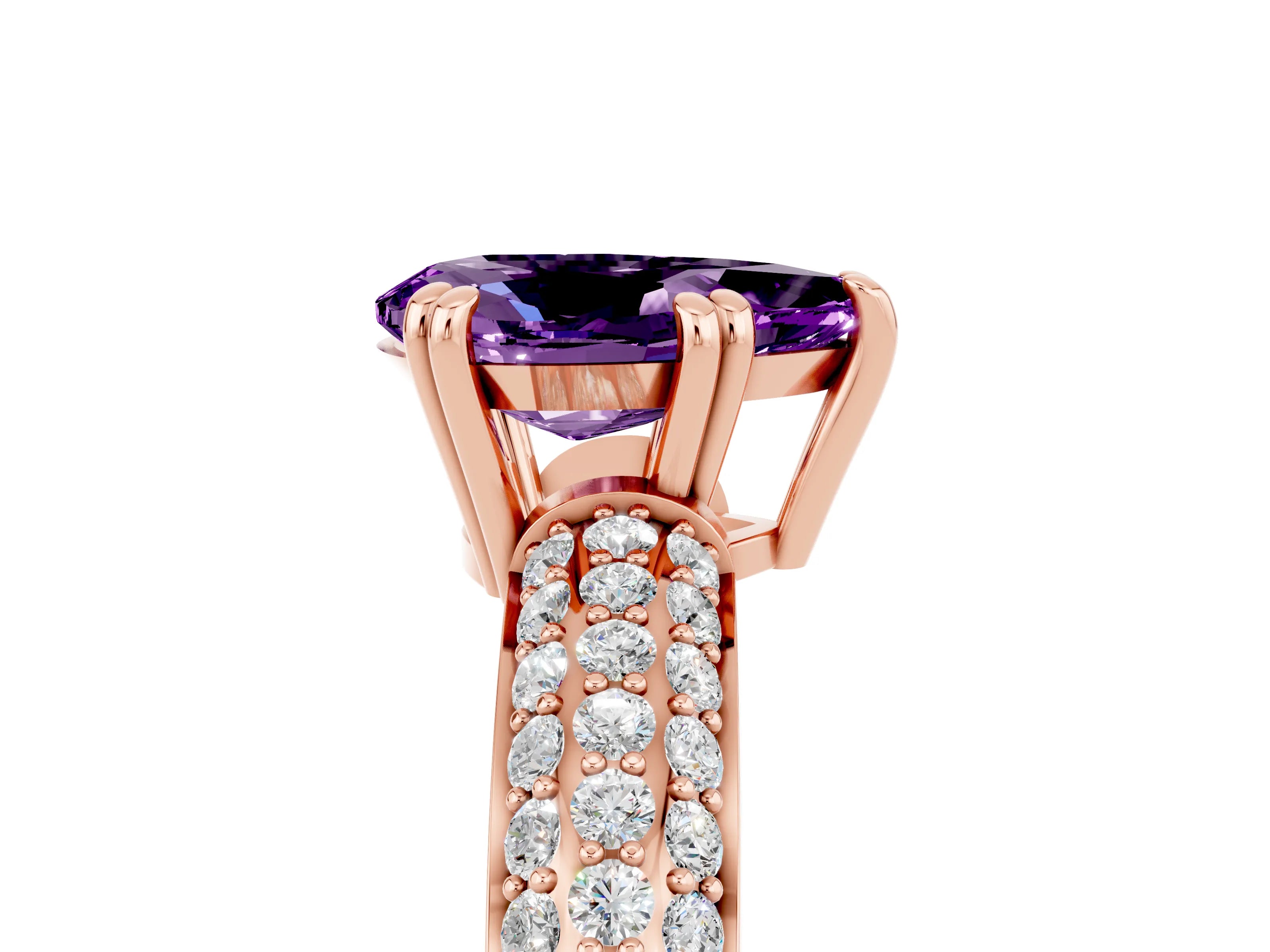 Rose gold Pear Cut Cut Diamond Milgrain Marquise Band with Prong Setting_5