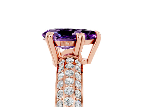 Rose gold Pear Cut Cut Diamond Milgrain Marquise Band with Prong Setting_5