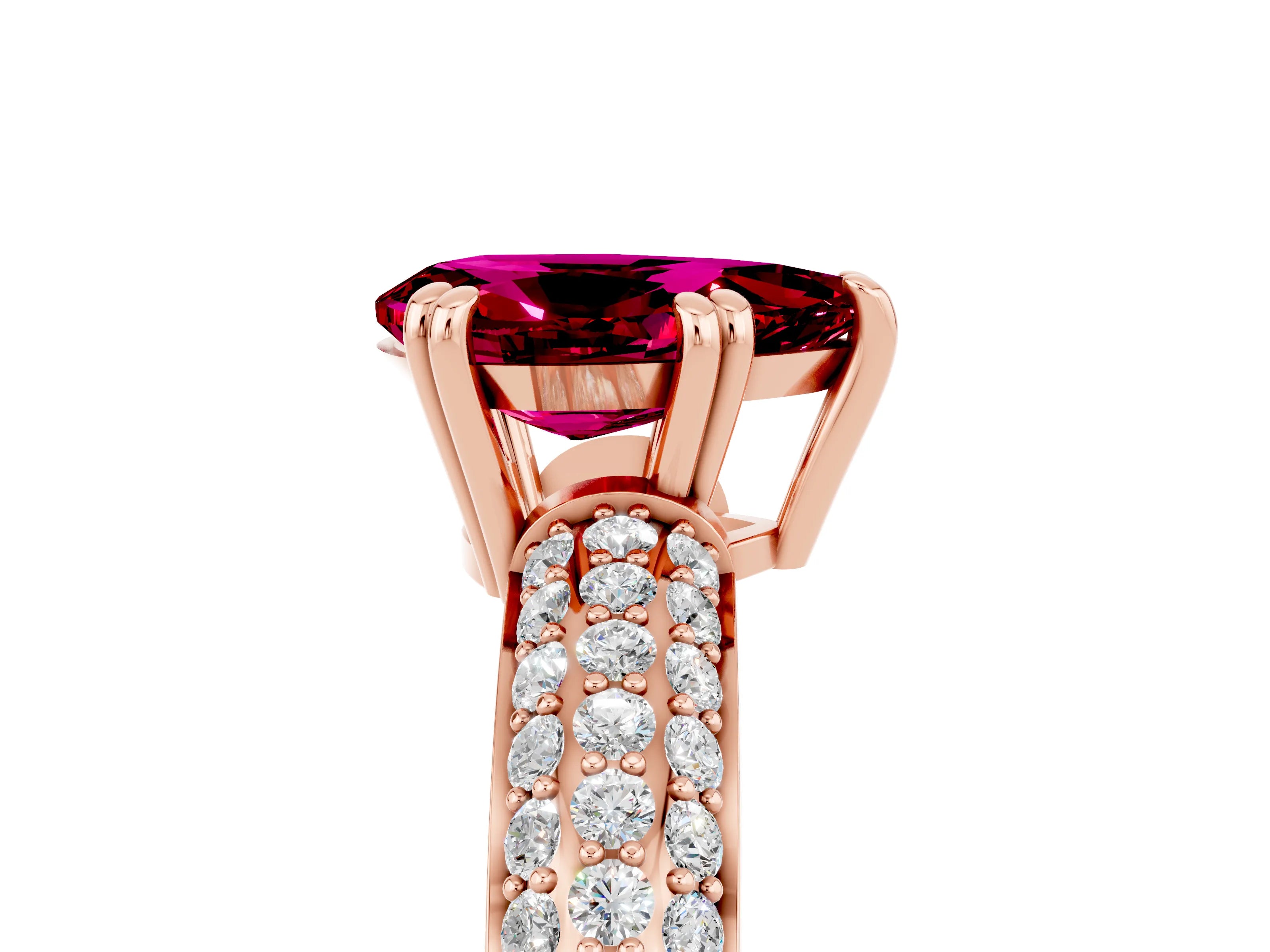 Rose gold Pear Cut Cut Diamond Milgrain Marquise Band with Prong Setting_5