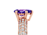Rose gold Pear Cut Cut Diamond Milgrain Marquise Band with Prong Setting_5