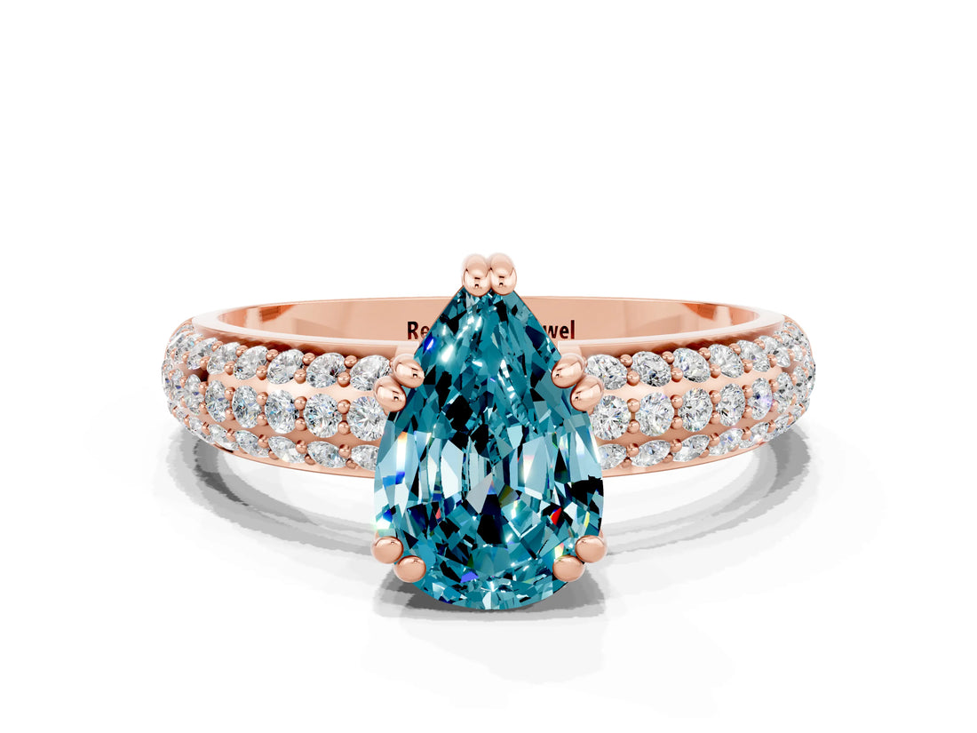 Rose gold Pear Cut Cut Diamond Milgrain Marquise Band with Prong Setting