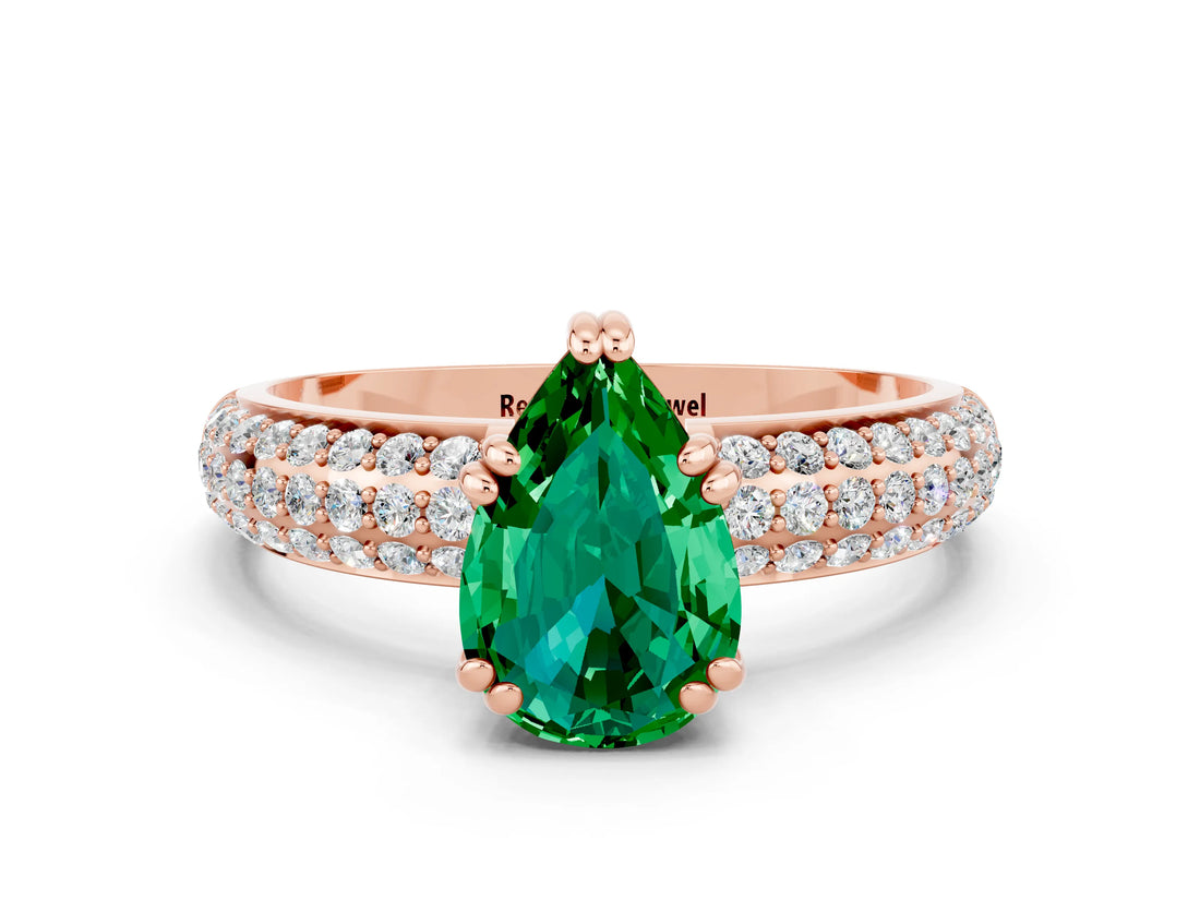 Rose gold Pear Cut Cut Diamond Milgrain Marquise Band with Prong Setting