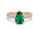 Rose gold Pear Cut Cut Diamond Milgrain Marquise Band with Prong Setting