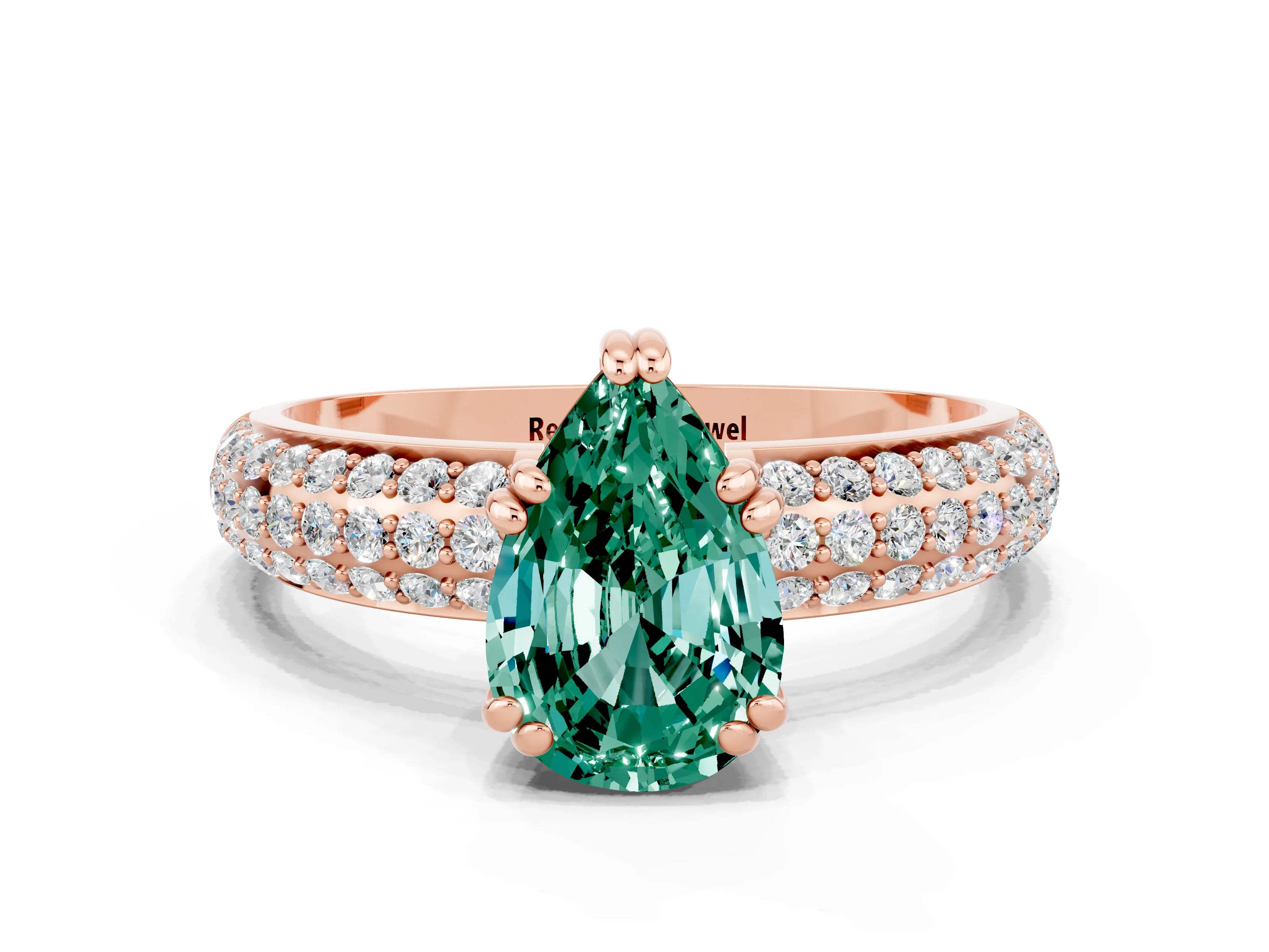 Rose gold Pear Cut Cut Diamond Milgrain Marquise Band with Prong Setting