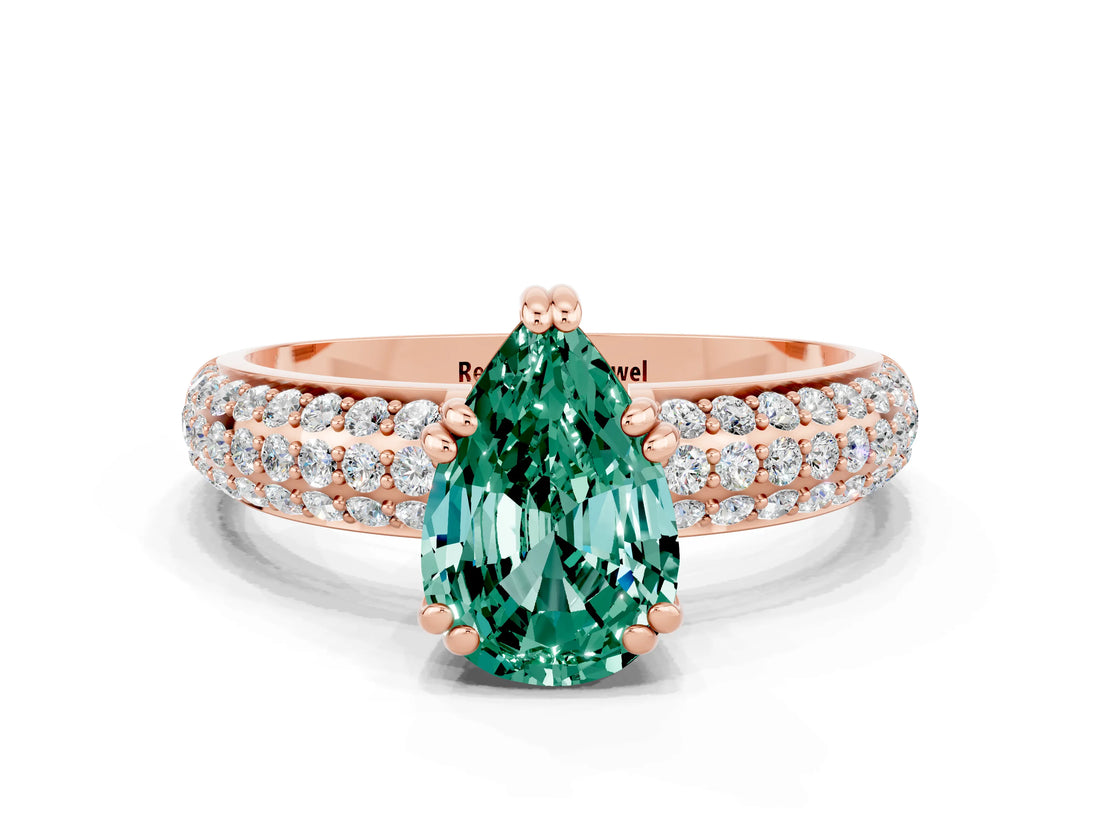 Rose gold Pear Cut Cut Diamond Milgrain Marquise Band with Prong Setting