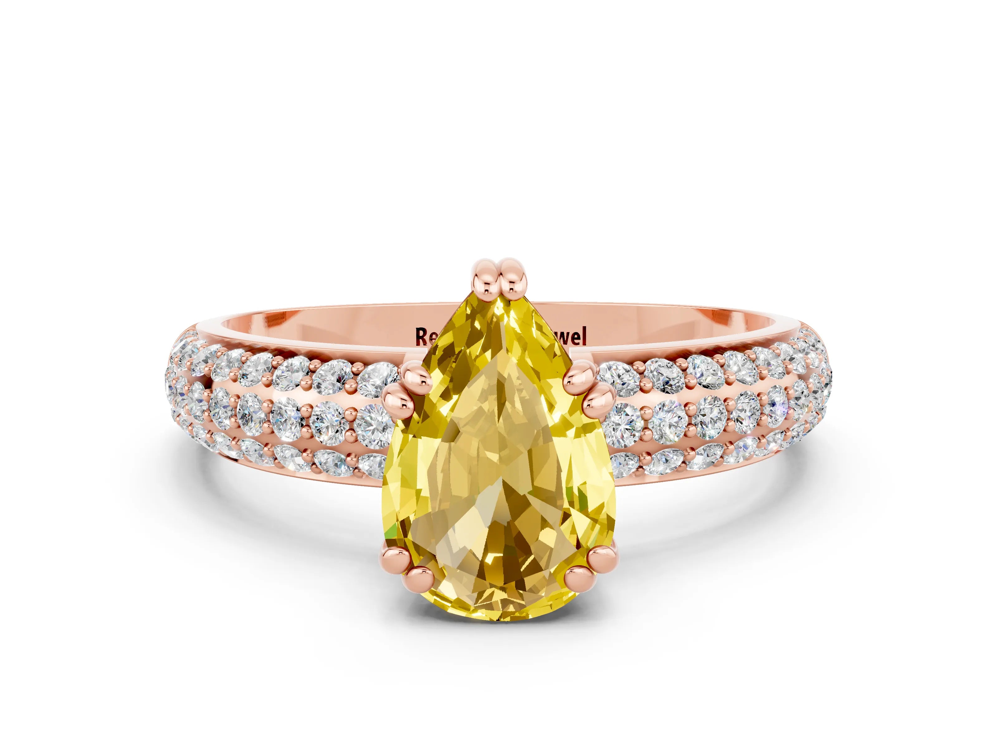 Rose gold Pear Cut Cut Diamond Milgrain Marquise Band with Prong Setting