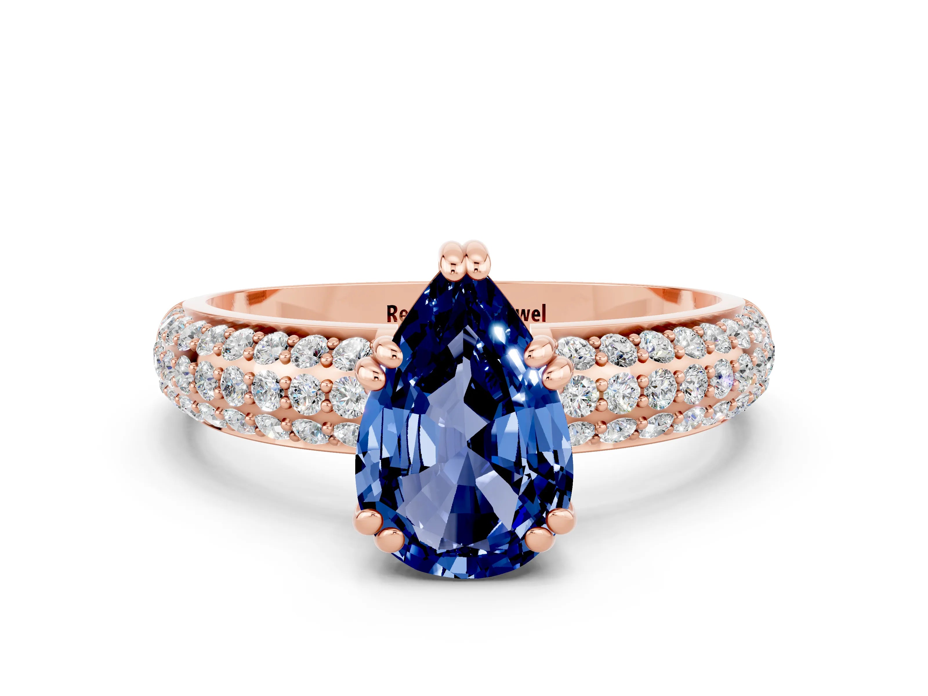 Rose gold Pear Cut Cut Diamond Milgrain Marquise Band with Prong Setting