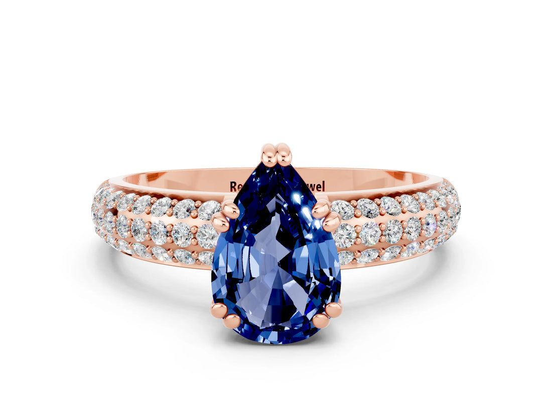 Rose gold Pear Cut Cut Diamond Milgrain Marquise Band with Prong Setting