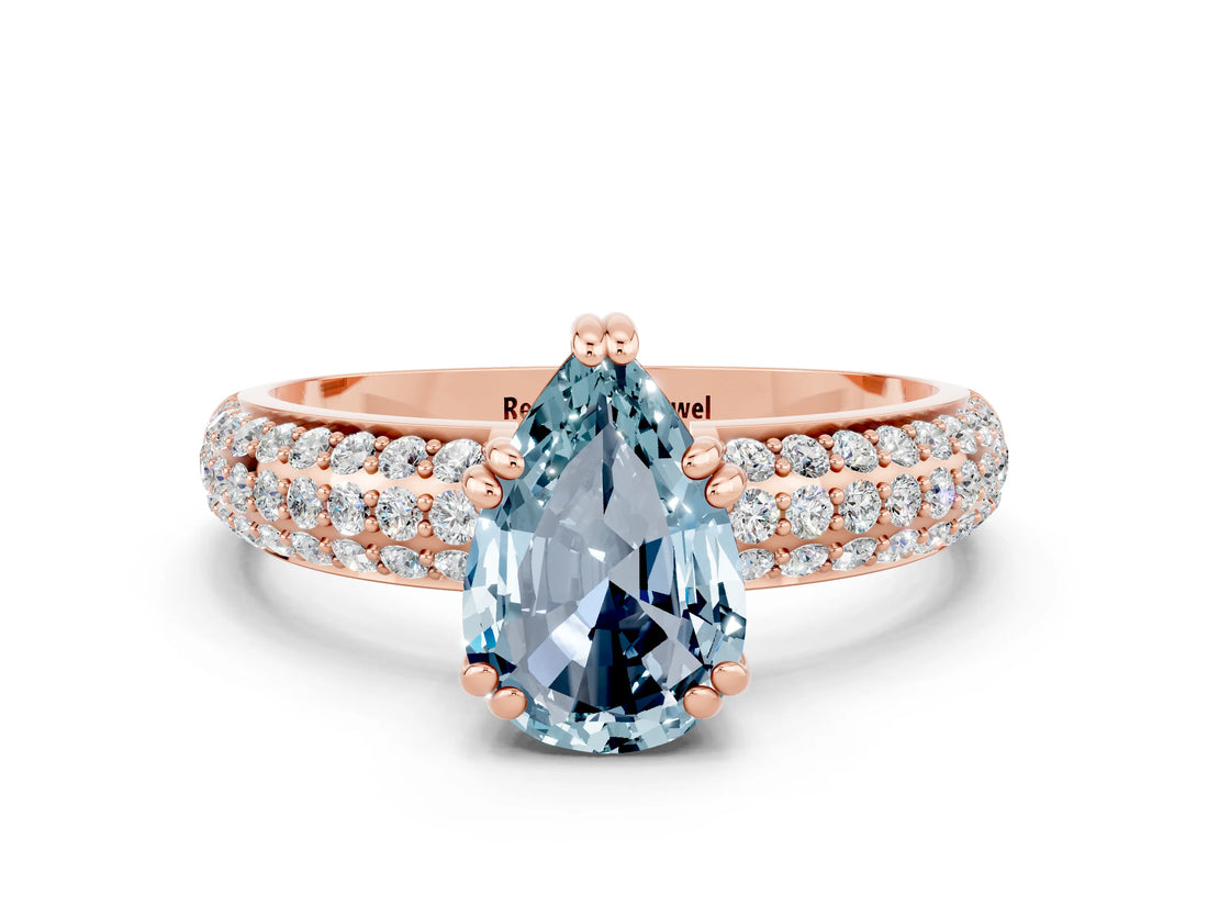 Rose gold Pear Cut Cut Diamond Milgrain Marquise Band with Prong Setting