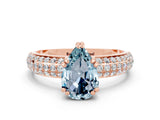 Rose gold Pear Cut Cut Diamond Milgrain Marquise Band with Prong Setting