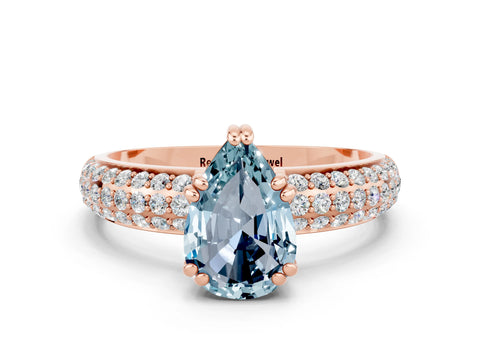 Rose gold Pear Cut Cut Diamond Milgrain Marquise Band with Prong Setting