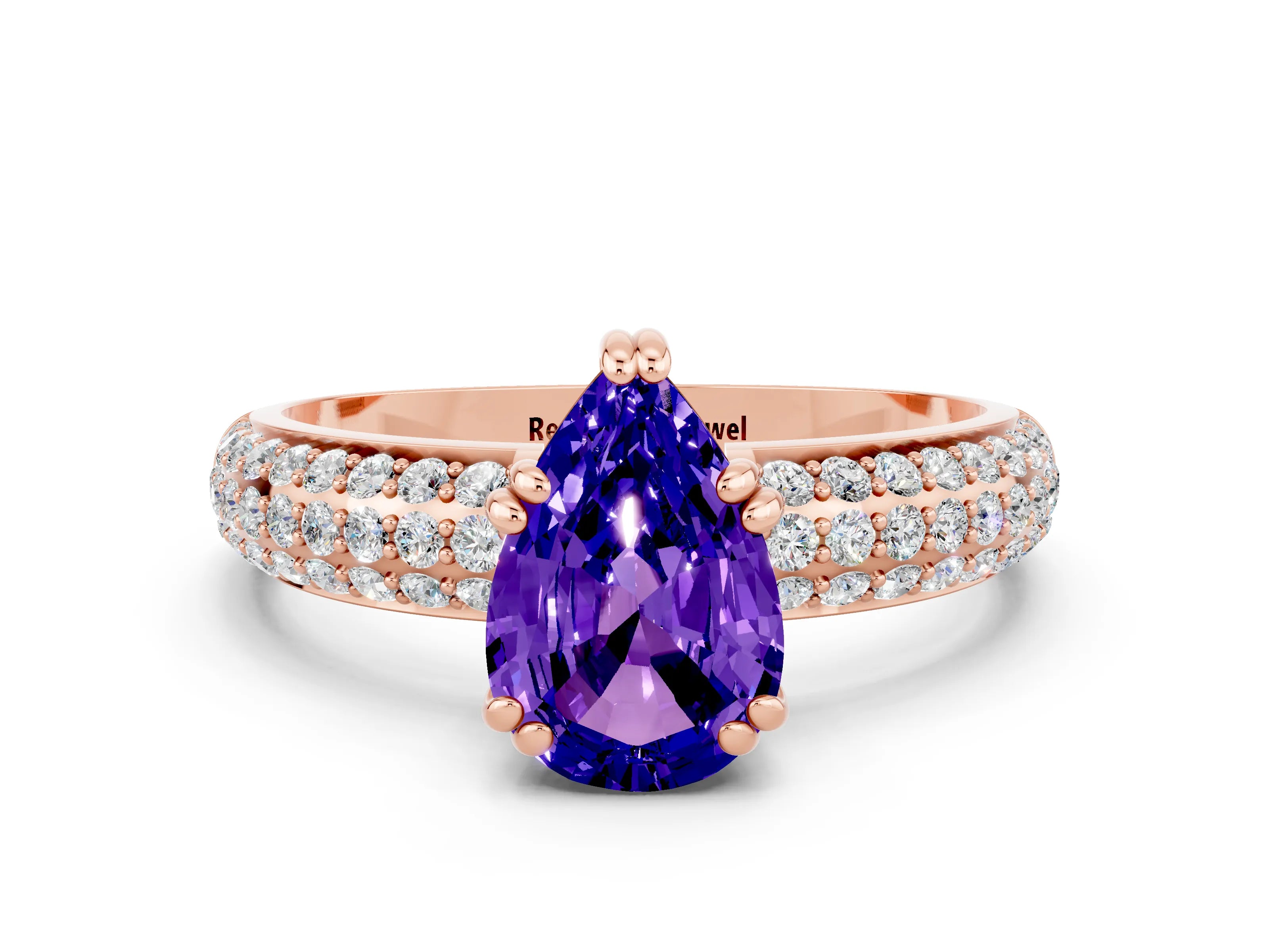 Rose gold Pear Cut Cut Diamond Milgrain Marquise Band with Prong Setting