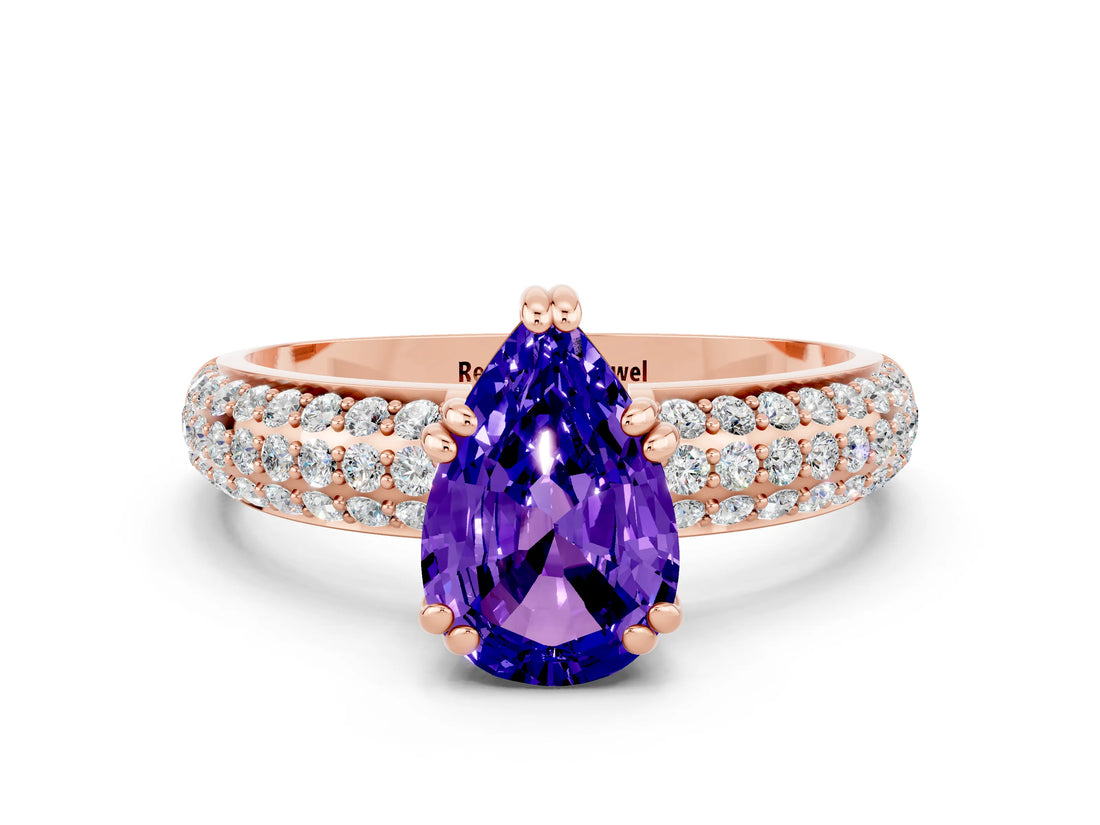 Rose gold Pear Cut Cut Diamond Milgrain Marquise Band with Prong Setting