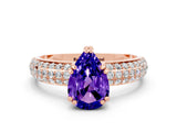 Rose gold Pear Cut Cut Diamond Milgrain Marquise Band with Prong Setting