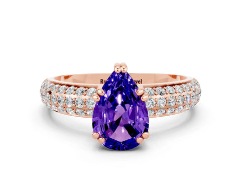 Rose gold Pear Cut Cut Diamond Milgrain Marquise Band with Prong Setting