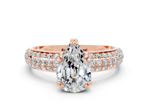 Rose gold Pear Cut Cut Diamond Milgrain Marquise Band with Prong Setting