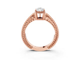 Rose gold Pear Cut Cut Diamond Milgrain Pave Band Four-Prong Setting Ring_6
