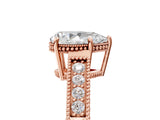 Rose gold Pear Cut Cut Diamond Milgrain Pave Band Four-Prong Setting Ring_8