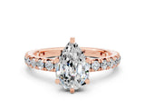 Rose gold Pear Cut Cut Diamond Pavé Band with Four-Prong Setting
