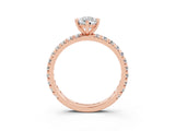Rose gold Pear Cut Cut Diamond Pavé Band with Four-Prong Setting_3