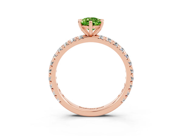 Rose gold Pear Cut Cut Diamond Pavé Band with Four-Prong Setting