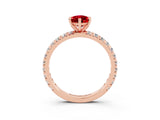 Rose gold Pear Cut Cut Diamond Pavé Band with Four-Prong Setting_3