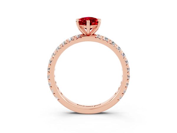 Rose gold Pear Cut Cut Diamond Pavé Band with Four-Prong Setting