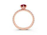 Rose gold Pear Cut Cut Diamond Pavé Band with Four-Prong Setting_3