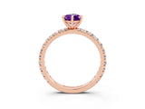 Rose gold Pear Cut Cut Diamond Pavé Band with Four-Prong Setting_3