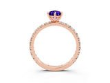 Rose gold Pear Cut Cut Diamond Pavé Band with Four-Prong Setting_3